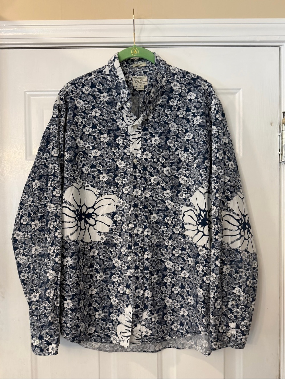 J crew men’s size large classic fit stretch Floral Print LS button down shirt-